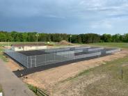 Picture taken from a scissor lift showing the finished fence Picture taken from a scissor lift showing the finished fence